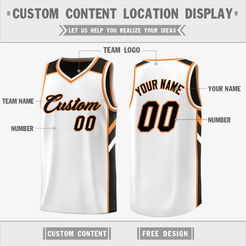 Custom Black White-Orange Double Side Tops Casual Basketball Jersey
