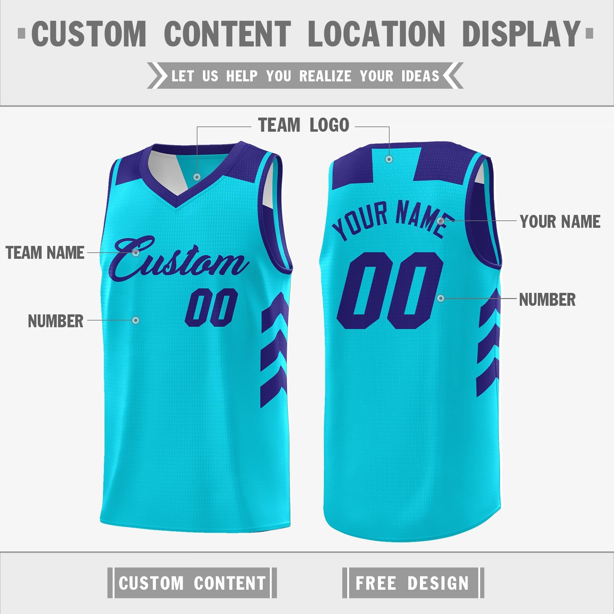 teal and  royal custom reversible basketball team jerseys