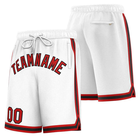 Custom White Red-Black Sport Basketball Shorts