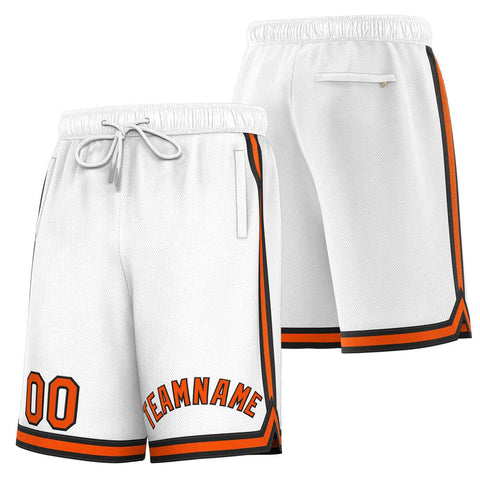Custom White Orange-Black Sport Basketball Shorts