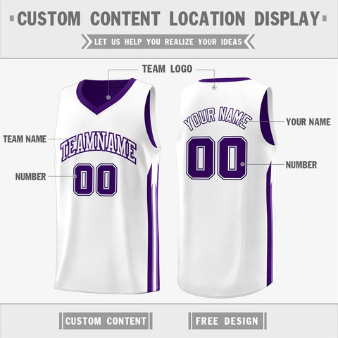 Custom Purple White Double Side Tops Training Fashion Basketball Jersey
