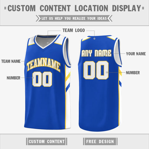 Custom Royal White Double Side Tops Breathable Training Basketball Jersey