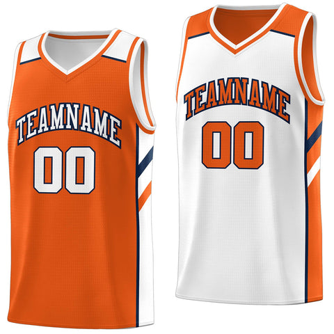 Custom Orange White Double Side Tops Athletic Basketball Jersey