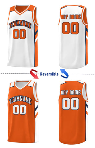 Custom Orange White Double Side Tops Athletic Basketball Jersey