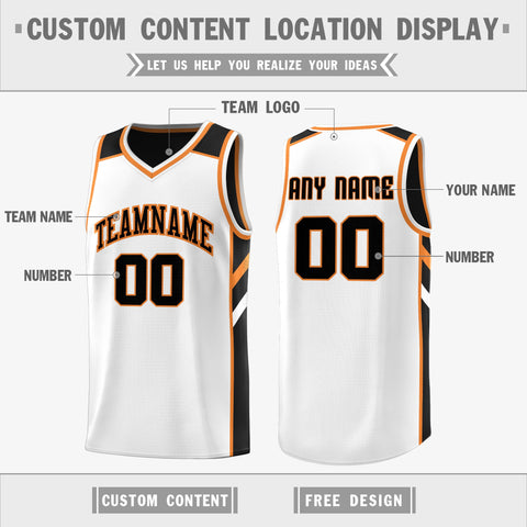 Custom Black White-Orange Double Side Tops Basketball Jersey