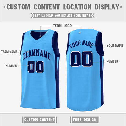 Custom Blue Navy Double Side Tops Basketball Jersey