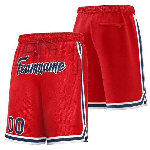 Custom Red Navy-White Sport Basketball Shorts