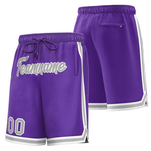 Custom Purple Gray-White Sport Basketball Shorts