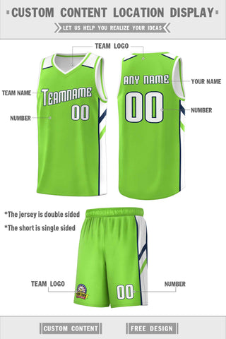 Custom Neon Green White Double Side Sets Men Basketball Jersey