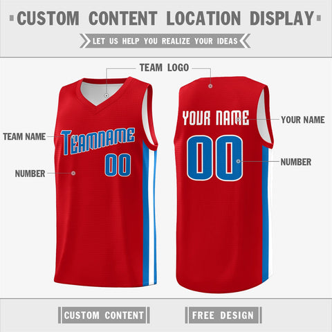 Custom Red Royal-White Double Side Tops Basketball Jersey