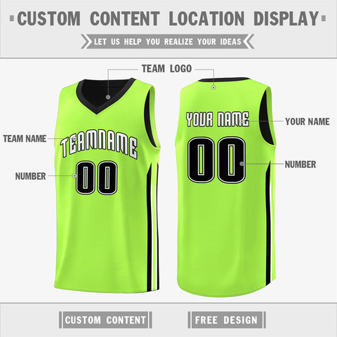 Custom Black Green Double Side Tops Training Basketball Jersey