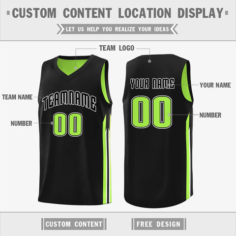Custom Black Green Double Side Tops Training Basketball Jersey