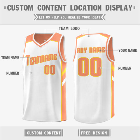 Custom Orange White Double Side Tops Training Basketball Jersey