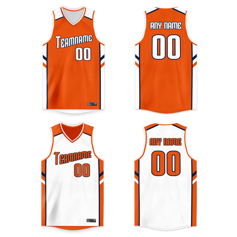 Custom Orange White Double Side Tops Basketball Jersey