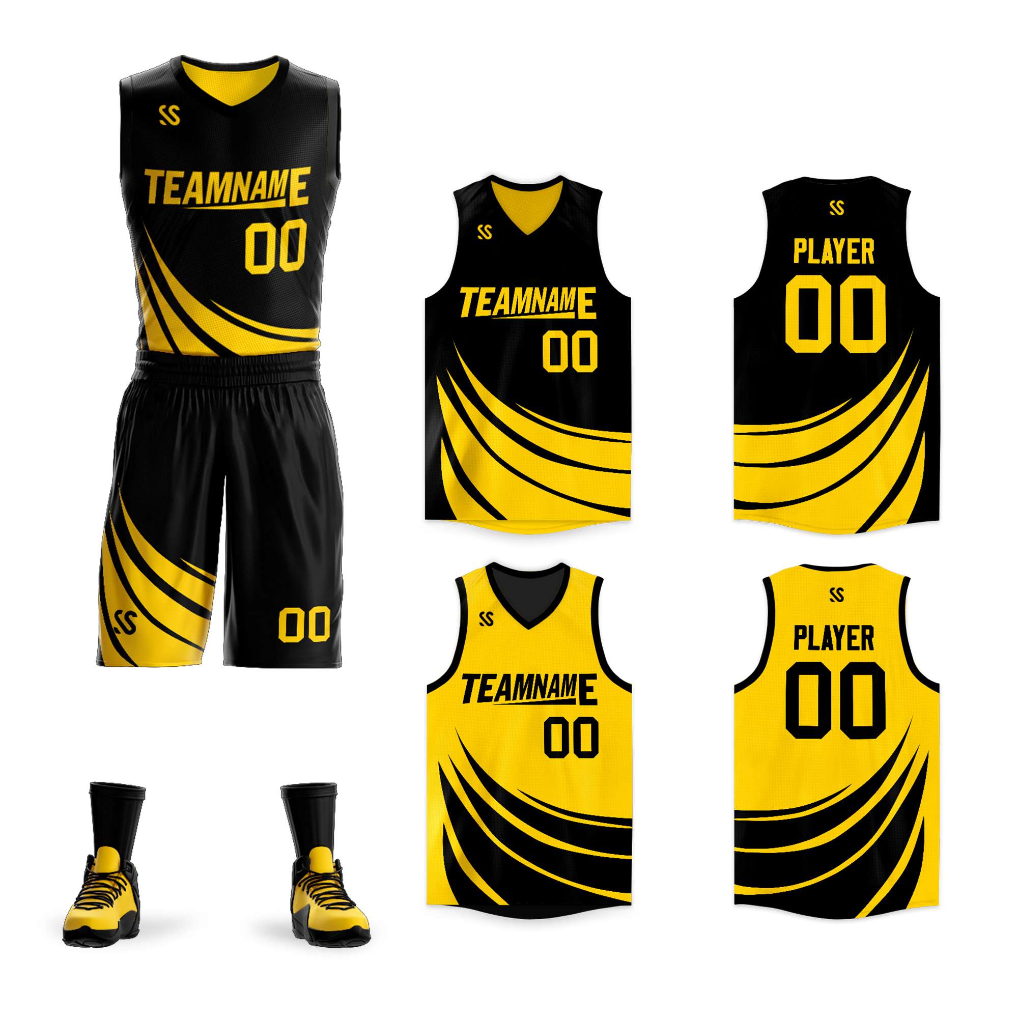 KXK Black and Yellow Basketball Jersey - KXKSHOP