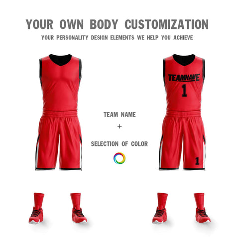 red and black reversible basketball jersey design detail customization
