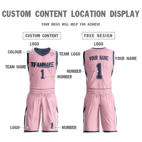 Custom Pink Dark Gray Double Side Sets Design Sportswear Basketball Jersey