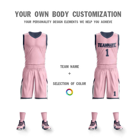 Custom Pink Dark Gray Double Side Sets Design Sportswear Basketball Jersey