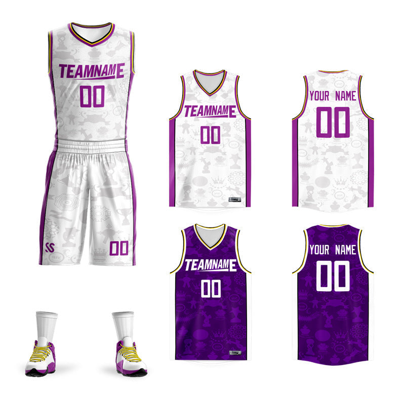 KXK White and Purple Jersey Basketball, White Purple Jersey - KXKSHOP