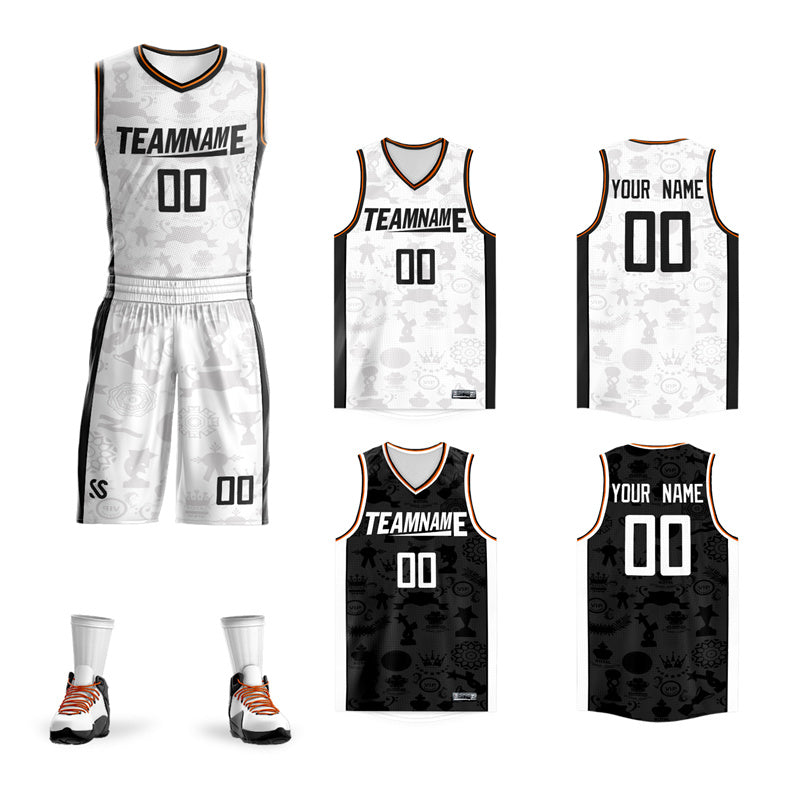 KXK Custom Black White Double Side Tops Basketball Jersey