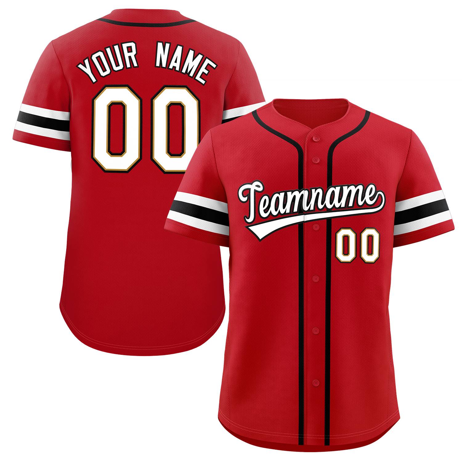 Custom Red White-Black Authentic Baseball Jersey Discount