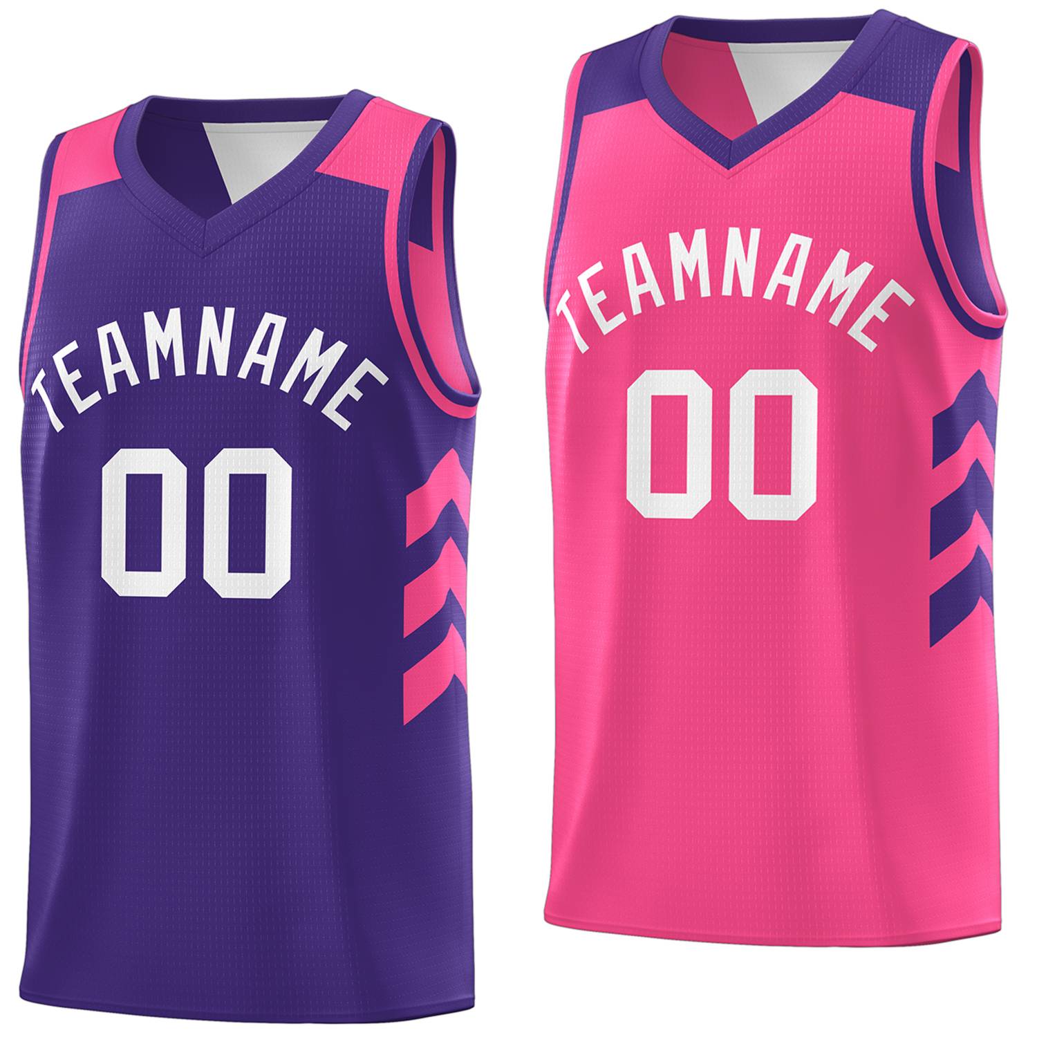 Custom Purple Pink-White Reverseble Double Side Tops Basketball Jersey