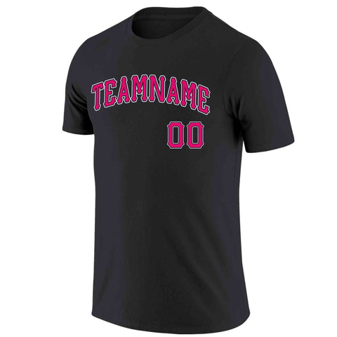 Custom Black Pink-White Classic Style Crew neck T-Shirts Full Sublimated