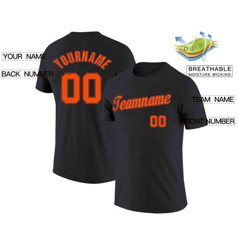 Custom Black Orange-Black Classic Style Crew neck T-Shirts Full Sublimated