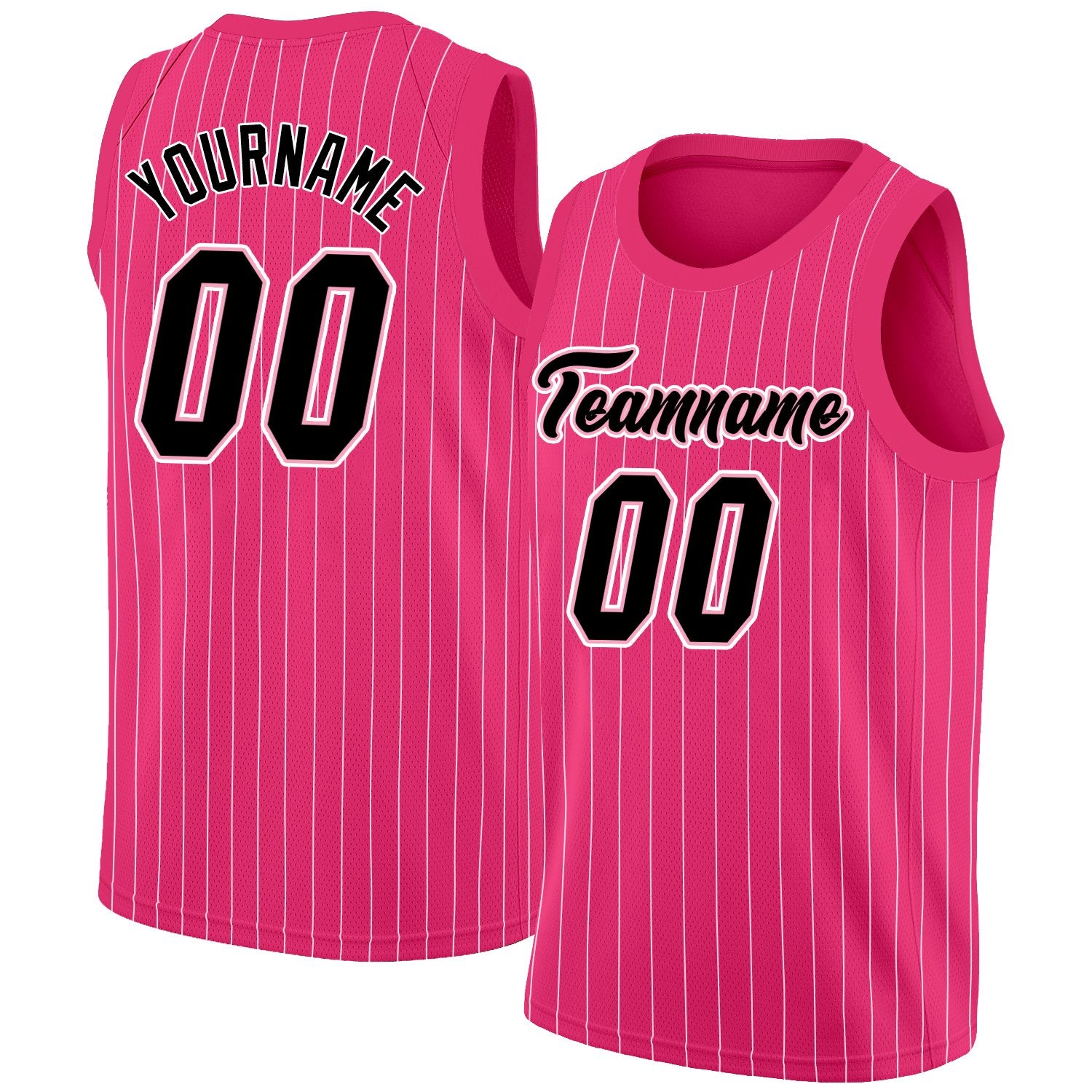 KXK Custom Pink Black Pink Stripe Fashion Tops Men Casual Basketball Jersey