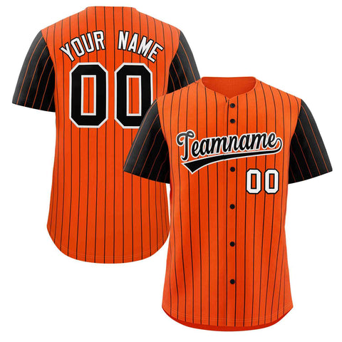 Custom Orange Black-White Stripe Fashion Raglan Sleeves Authentic Baseball Jersey