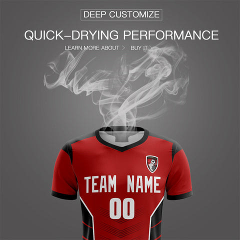 Custom Red Black Soft Training Uniform Soccer Sets Jersey