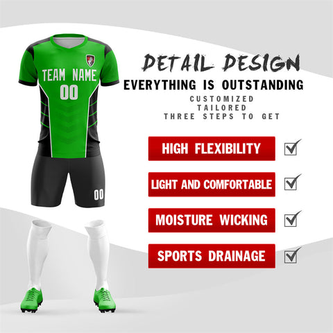 Custom Green Black Soft Training Uniform Soccer Sets Jersey