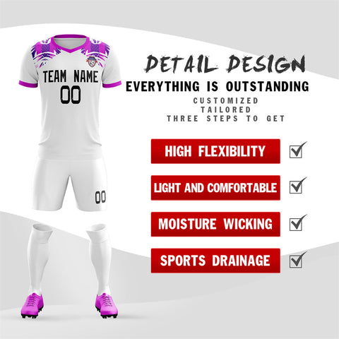 Custom White Purple Soft Training Uniform Soccer Sets Jersey