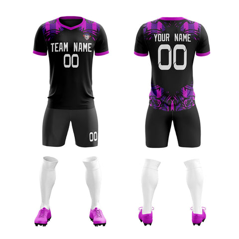 Custom Black Purple Soft Training Uniform Soccer Sets Jersey