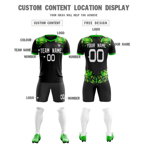 Custom Black Green Soft Training Uniform Soccer Sets Jersey