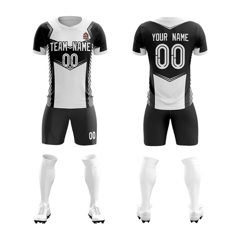 Custom Black White Soft Training Uniform Soccer Sets Jersey