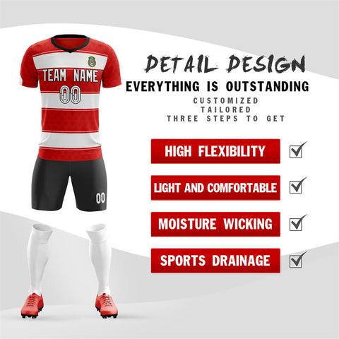 Custom Red White Soft Training Uniform Soccer Sets Jersey