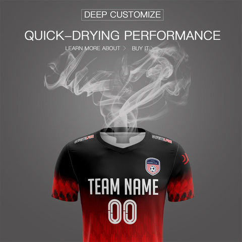 Custom Red Black Quick Dry Training Uniform Soccer Sets Jersey