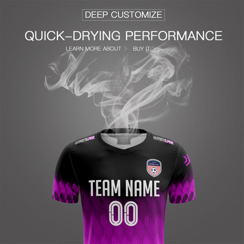 Custom Purple Black Quick Dry Training Uniform Soccer Sets Jersey