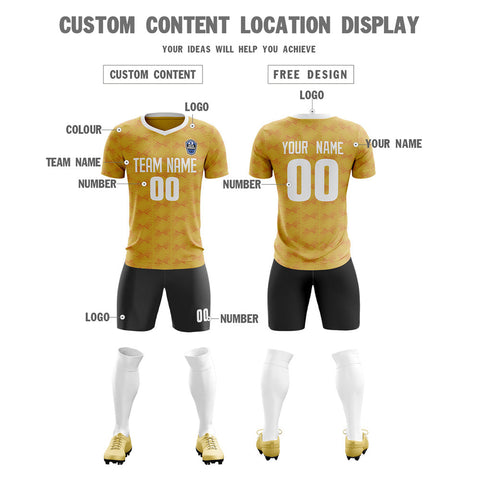 Custom Yellow Black White Quick Dry Training Uniform Soccer Sets Jersey