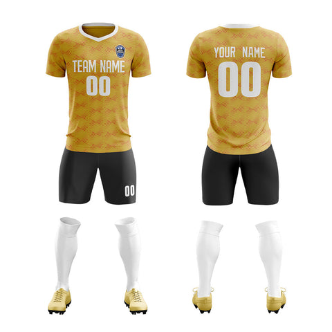 Custom Yellow Black White Quick Dry Training Uniform Soccer Sets Jersey
