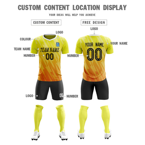 Custom Yellow Orange Training Uniform Soccer Sets Jersey