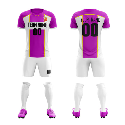 Custom Purple White-Yellow Training Uniform Soccer Sets Jersey