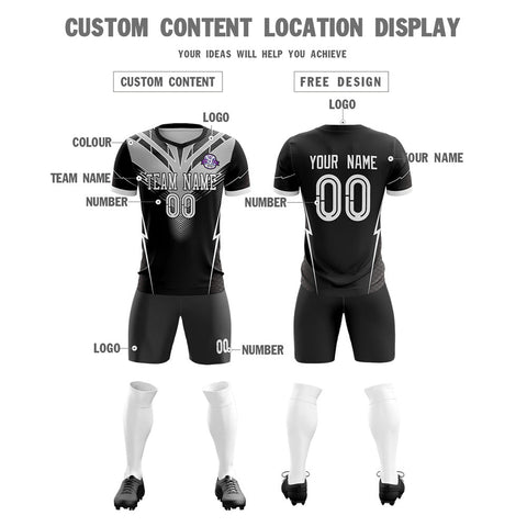 Custom Black Gray Training Uniform Soccer Sets Jersey