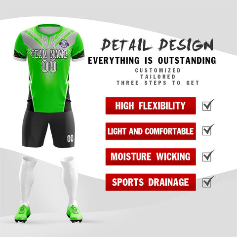 Custom Green Gray-Black Training Uniform Soccer Sets Jersey