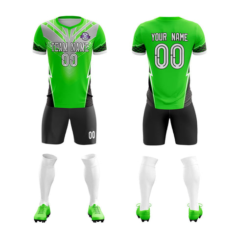Custom Green Gray-Black Training Uniform Soccer Sets Jersey