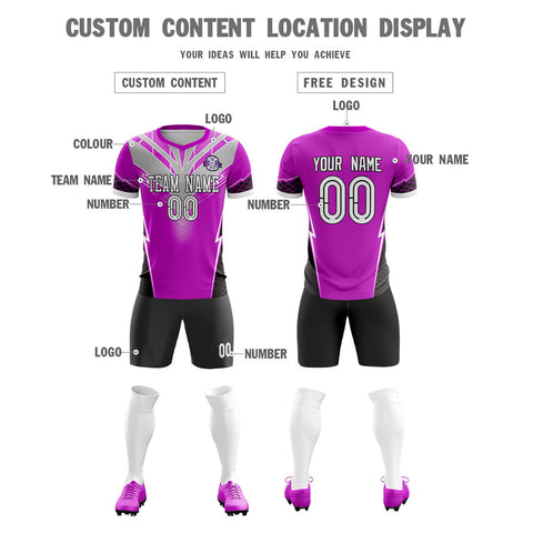 Custom Purple Gray-Black Training Uniform Soccer Sets Jersey