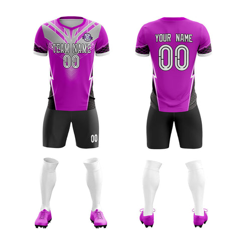 Custom Purple Gray-Black Training Uniform Soccer Sets Jersey