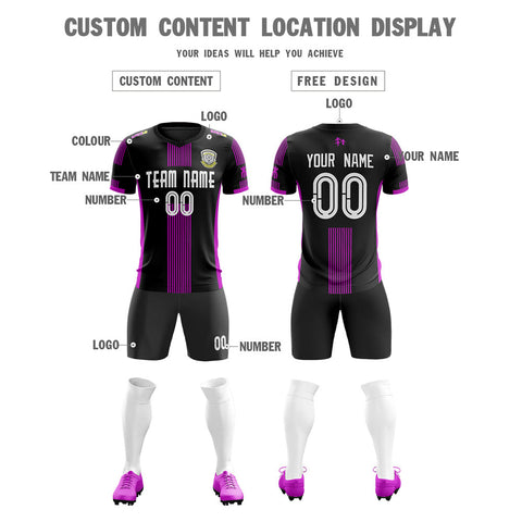Custom Black Purple Training Uniform Soccer Sets Jersey