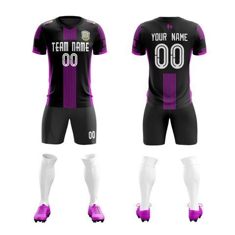 Custom Black Purple Training Uniform Soccer Sets Jersey